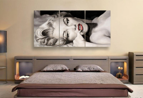 Cuadros Modernos Decorativos Triptico 0,90 X 0,40 Marilyn 