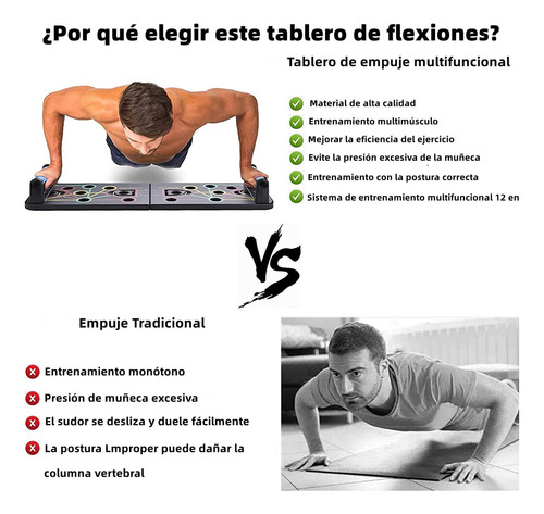 Tabla Push-up Plegable Tablero Para Lagartijas 12 En 1