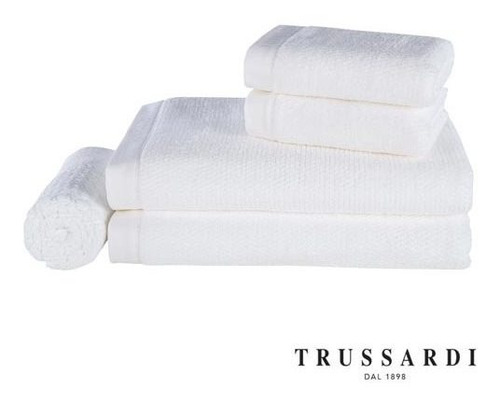 Jogo De Toalhas Banho Gigante 5 Peças Branco - Trussardi