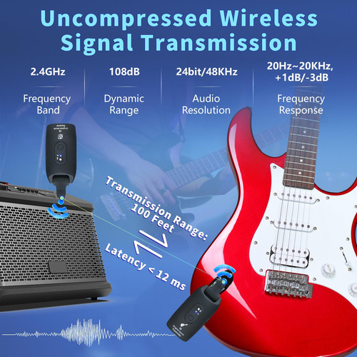 Sistema De Guitarra Inalámbrico Ingpartner A9 Negro Recargab