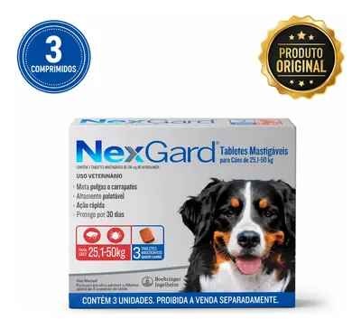 Nexgard Antipulgas E Carrapatos 25,1 A 50 Kg 3 Comprimidos