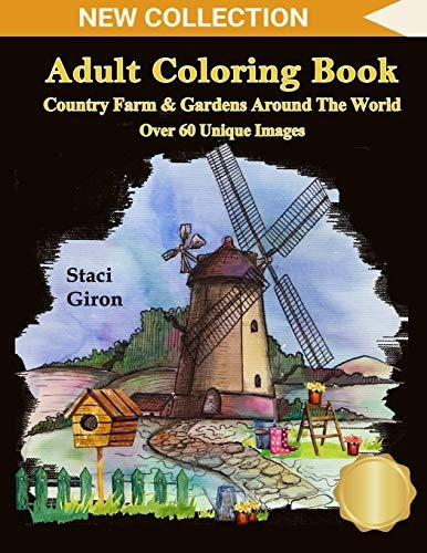 Libro Para Colorear Para Adultos Granja Rural Y Jardines En 