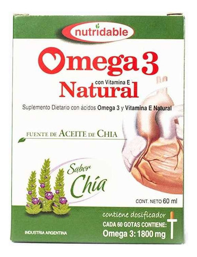 Omega 3 Natural En Gotas X 60ml Vitamina E Aceite De Pescado Sabor Chía