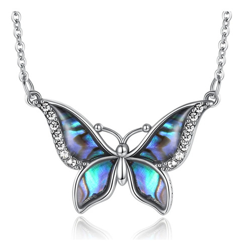 Collar Mariposa Azul Plata Fina 925 Regalo Mujer Joyas