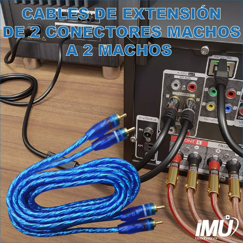 Cable Audio Rca 2 Plugs Macho A Macho Dorados 1.8m 080-087