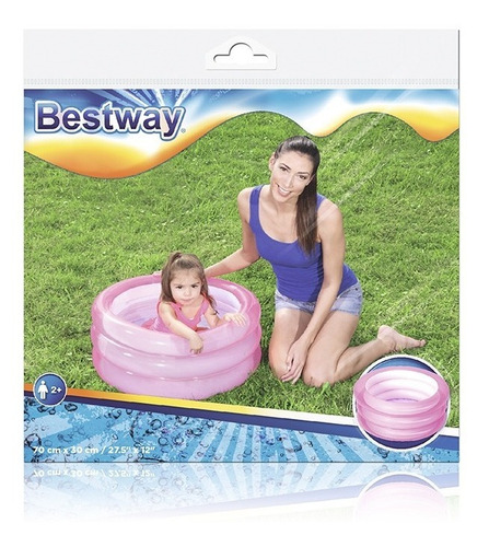 Alberca inflable redonda Bestway 51033 de 70cm x 30cm 43L rosa bolsa
