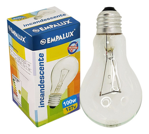 Lâmpada Bulbo Incandescente 100w 127v E27 Clara Cor Da Luz Branco-quente