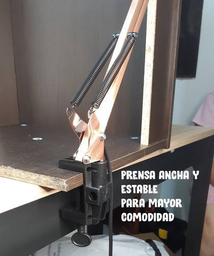 Lampara De Mesa Escritorio Brazo Flexible Tipo Prensa Cobre