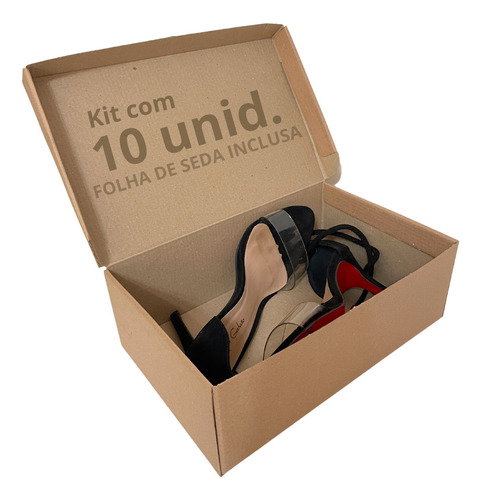 10 Caixas De Papelão Para Sapato Parda 28x18x9,5cm