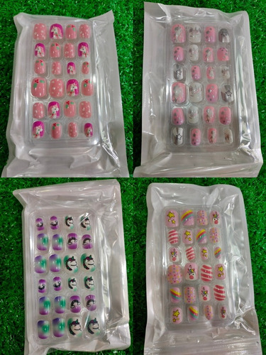 Imagen 2 de 8 de Set De Uñas Postizas Para Niñas Con Pega