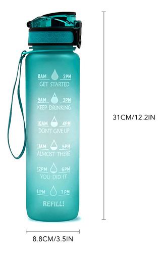 Botella De Agua Deportiva De 1.5 L Con Marcador De Tiempo De
