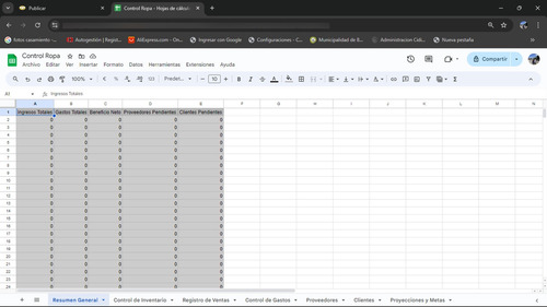 Control Ropa Google Sheets