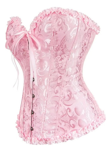 Corset Overbust Brocato Importado Corset Lovers Rosa Claro Xxs