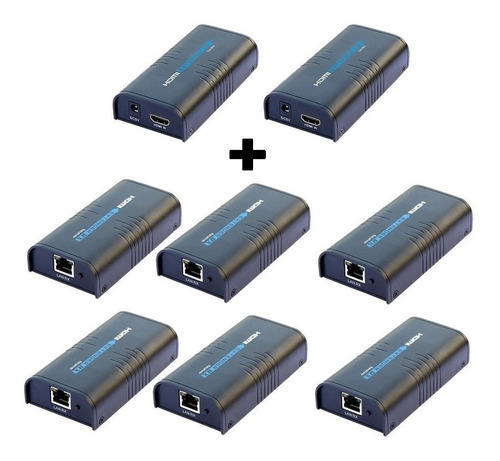 Kit Extensor Hdmi 120m 2 Tx + 6 Rx 1 Unico Cabo Cat6 V.4.0