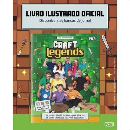 Álbum Craft Legends Oficial + 100 Figurinhas (20 Envelopes)