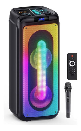 Parlante Torre Multi Bluetooth Karaoke Microfono Luz Led 40w Color Negro