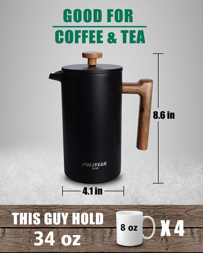 Cafetera De Prensa Francesa Para Un Buen Café Y Té Vintage