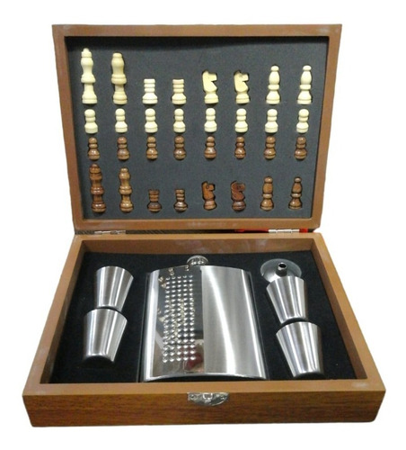 Set Wiskera 8oz Ajedrez En Madera Con 4 Copas Dq385