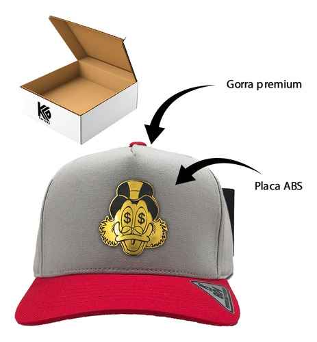 Gorra Premium Con Placa (dorada O Plata) Don Mcpato Gris Rojo Unitalla Dorada