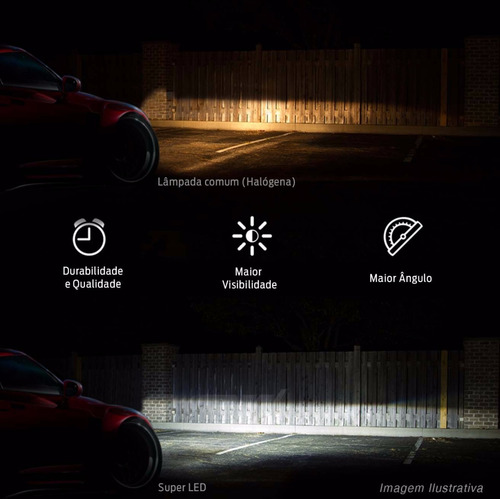 Kit Lâmpada Super Led 3d Hb3 6000k 12v 50w 9000 Lumens