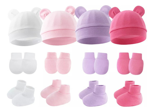 Bebé Gorro Y Guantes Para Recién Nacido Beanie Sombrero 1