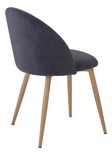 Silla Comedor Niza Tulip En Pana Nórdica X 4 Unidades Pana Símil Madera Gris Oscuro