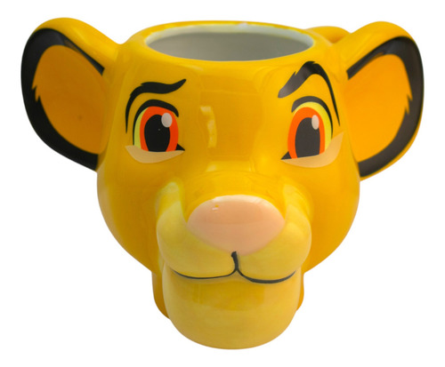 Taza De Cerámica 3d Simba El Rey León Disney 591 Ml Color Amarillo