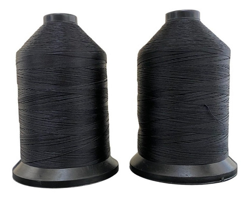 Kit 2 Hilo T207 Para Mallas Tapiceria Lona Uso Rudo 3000 Mts Color Negro