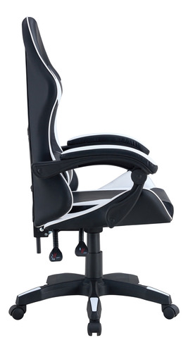 Silla Gamer Con Respaldo Alto Negra Y Blanca Cuero Sintético