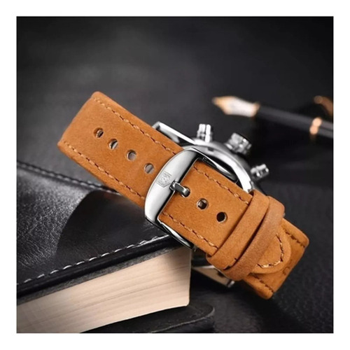 Reloj Benyar Man Chronograph Quartz Sport Cuero Impermeable