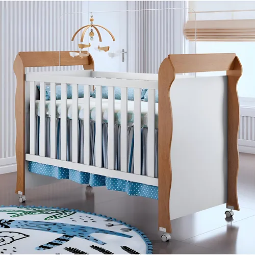 Berço Mini Cama Mirelli Branco/amadeirado Carolina Baby Cor Branco