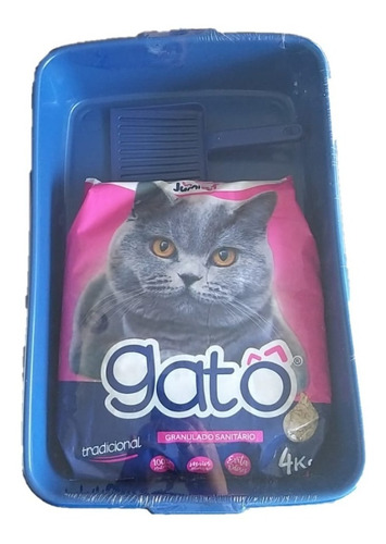 Imagem 3 de 6 de Kit Caixa De Areia + Pá + Areia Gatô 4kg Tradicional P/ Gato