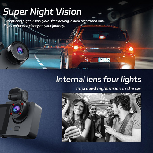 Cámara Para Automovil Dashcamera 32gb Tarjeta 1080p 3camaras