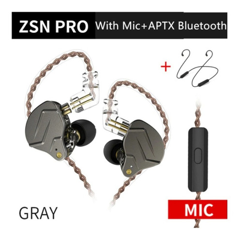Imagem 1 de 10 de Fone De Ouvido Kz Zsn Pro Com Microfone E Modulo Bluetooth