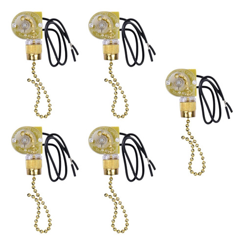 5x Cadena De Tracción Para Luz De Ventilador Ear Ze-109 Oro