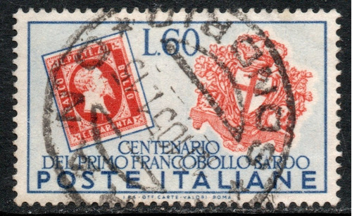 Italia Sello 100° Aniv. 1° Sello De Cerdeña X 60l. Año 1951 