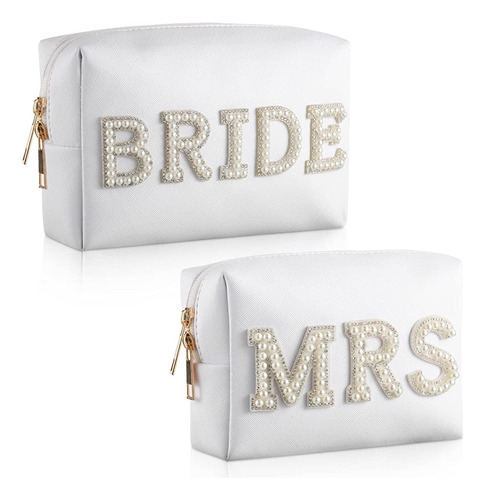 Sotiff 2 Pcs Bride Cosmetic Bags Bride And Mrs Letter Patch 