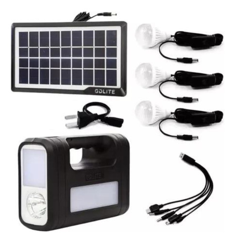 Kit Panel Solar Camping 3 Bombillas Usb Planta Linterna Mp3