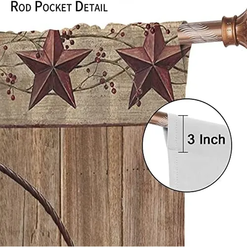 Cortinas Rústicas Con Diseño De Bayas De Estrella, Color Roj