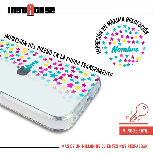 Funda Para iPhone Estrellas Colores Personalizada Con Nombre