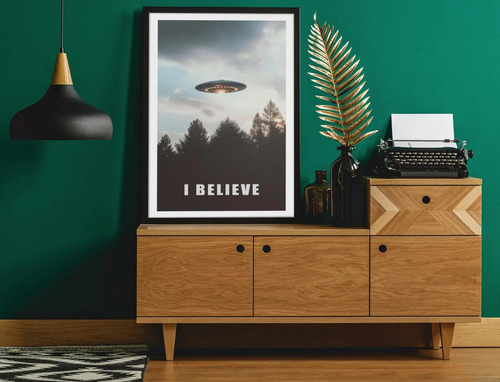 I Believe Ovni Ufo Uap Poster 70 X 100 Vinil Adhesivo