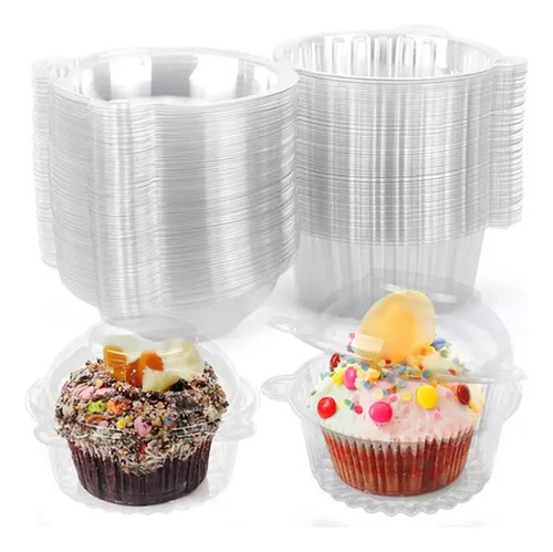 150 Vasos Con Domo Estándar Cupcake Caja Individual Y
