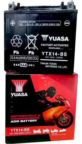 Batería Moto Yuasa Ytx14-bs Honda Vt1100t Shadow Spirit !!