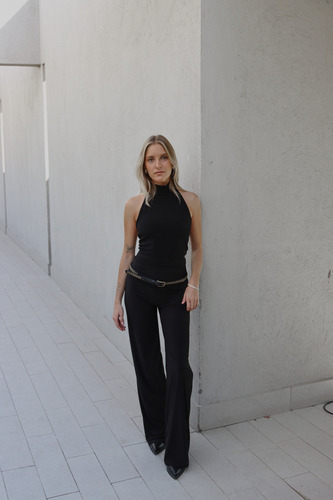 Top Mujer Negro Cuello Halter Siete Mares