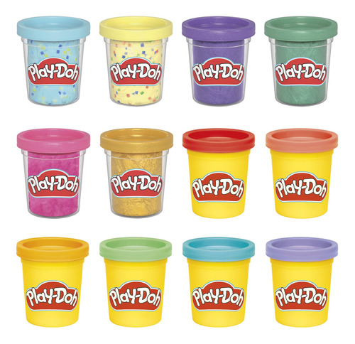 Play-doh 12 Compuestos De Celebración Con Confeti Y Brillo