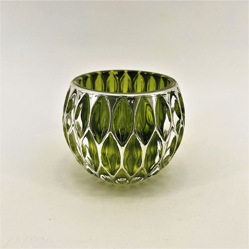 Base Tealight Candelabro 11x9cm Rombos Verde/plate