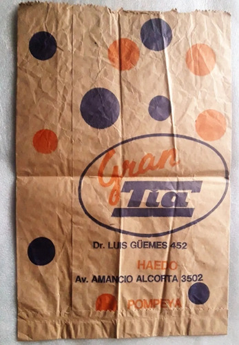 Bolsa De Papel Antiguo Supermercado Gran Tía Original Año 90