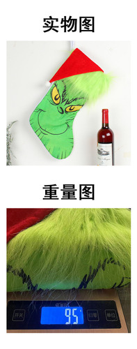 2 Pcs Saco De Doces Para Meias Brilhantes Grinch De Natal
