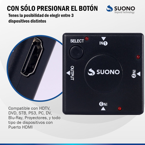 Adaptador Hdmi Switch 1 Salida 3 Entradas