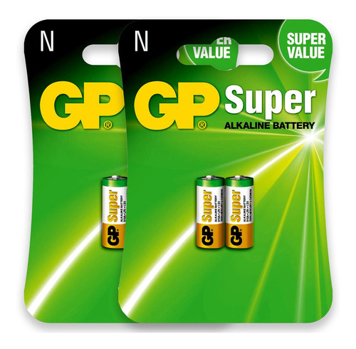 04 Pilhas Gp Super Tipo N Lr1 Bateria Alcalina 2 Cartela